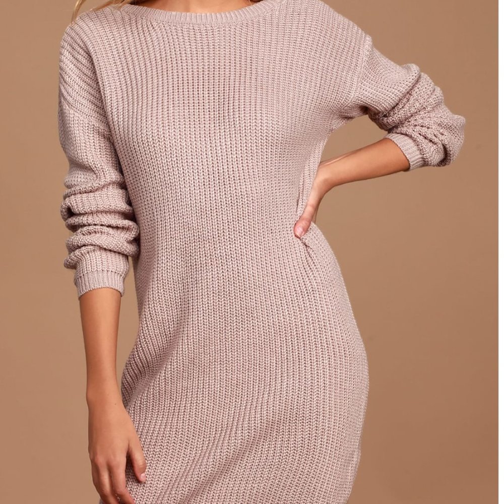 Lulu's Mauve Backless Sweater Dress